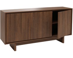 Dressoir MCW-O35, hoge kast, 3 deuren, opbergvakken, melamine 86x160x40cm ~ bruin