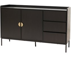 Dressoir MCW-O39, ladekast dressoir, 3 laden 2 deuren, hout melamine 80x130x42cm ~ hout look zwart