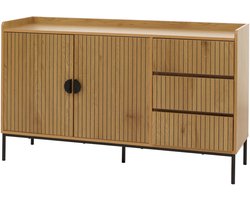 Dressoir MCW-O39, ladekast dressoir, 3 laden 2 deuren, hout melamine 80x130x42cm ~ naturel