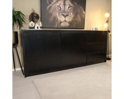 Dressoir melamine Cassie zwart 200cm ladekast