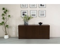 Dressoir melamine walnoot 180cm Cassie kunstof kast