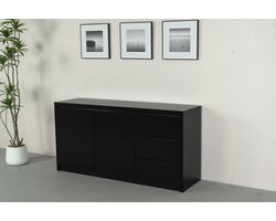 Dressoir melamine zwart 160cm Cassie kunstof kast