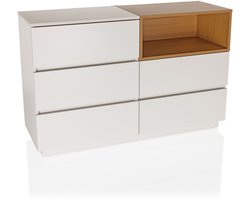 Dressoir MELMO S 120x40x76 cm 5 laden wit/eiken hjh LIVING