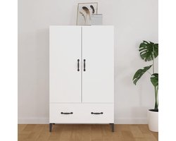 Dressoir met 2 deuren en 1 lade, wit, 70 x 31 x 115 cm, houten dressoir, hoog dressoir voor keuken, woonkamer, keukenkasten en buffet, keukenkast, multifunctionele kast met 2 deuren