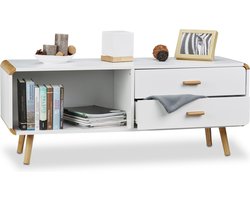 dressoir met 2 laden - lang - met poten - 48 x 120 x 40 cm - wit