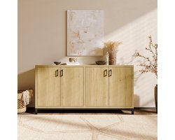 Dressoir met 4 Deuren - Lage Commode Opbergkast - Woonkamer Organiseren - Elegante Strakke Lijnen