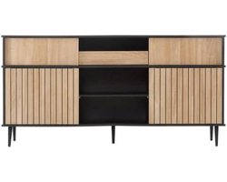 Dressoir met 4 schuifdeuren - Commode kast - Kleding opbergen - Ruimtebesparend schuifdeurontwerp - 160cm breed - Eiken zwart
