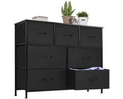 Dressoir met 7 Stoffen Lades - Opbergkast Met Handgrepen - Ladekast - Organizer Kast - Zwart - Voor Slaapkamer, Woonkamer of Hal