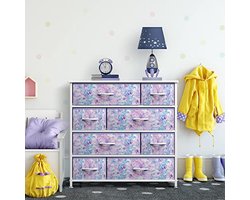 Dressoir met 8 laden - Opbergkist voor kinderen en tieners - Stalen frame en stoffen bakken - Ideaal voor slaapkamer, kinderkamer en speelkamer