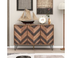 Dressoir met drie deuren, Industrieel - Hout/metaal - Bruin/zwart - 120x38x76,5cm