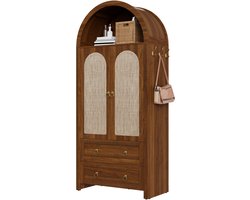 Dressoir - Met Dubbele Lades - Boogstijl met Rotan - Vintage - Naturel