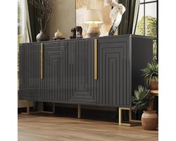 Dressoir met geometrisch design - Opbergkast - Woonkamer decoratie - Gouden handgrepen en poten