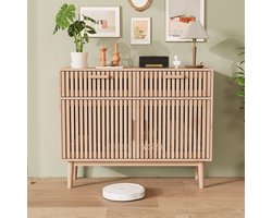 Dressoir met Laden - Buffetkast Keuken - Opbergen Woonkamer - Natuurlijk Houtnerf Design - 100 x 35 x 80 cm