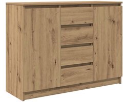 Dressoir met lades - Opbergkast buffetkast - Woonkamer keuken - Ruime opbergcapaciteit - 100x35x76 cm - Artisanaal eiken