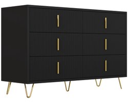 Dressoir met modern design, ladekast en veel opbergruimte, gouden handgrepen