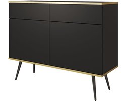 Dressoir met opbergruimte - Ladekast Sideboard - Huis Organiseren - Push-to-open systeem - 107 x 85 cm - Zwart met goud