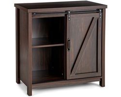 Dressoir met Opbergruimte – Vrijstaande Keukenkast met Schuifdeur en 4 Compartimenten, Bruin