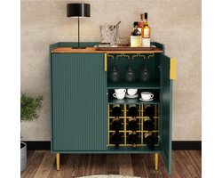Dressoir met Wijnrek & Glashouder - Bar Kast Buffetkast Geribbeld