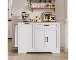 Dressoir - Modern - Met 3 Deuren en Uitschuifbare Planken - Elegant Design - Hout - Wit