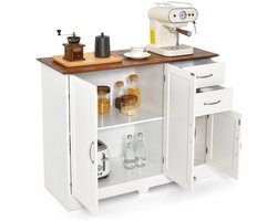 Dressoir Modern Opbergmeubel met 2 Deuren en 2 Laden Verstelbare Plank Opbergkast voor Keuken Eetkamer Woonkamer Wit