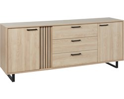 Dressoir Myron Eiken - Breedte 216 cm - Hoogte 88 cm - Diepte 50 cm - Met lades - Met planken - Met openslaande deuren