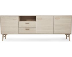 Dressoir Naturel Eiken - 4-Deurs - 212x34x60cm - Dressoir Porto