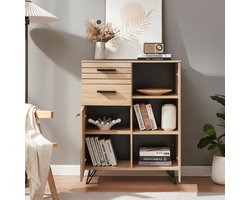 Dressoir Noppen 100x80x38 cm eikenkleurig en zwart [en.casa]