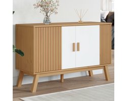 Dressoir Olden wit en bruin tuinkast kast voor kantoor woonkamer 114x43x73,5 cm massief grenen