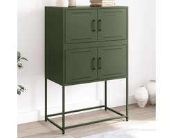 Dressoir, olijfgroen, slaapkamerkast voor keuken en woonkamer, 68,5 x 38,5 x 107 cm, staal