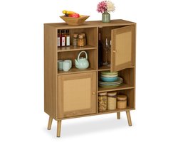 dressoir op pootjes - 2 rotan deuren - 97 x 80 x 25 cm - woonkamer