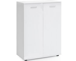 Dressoir - Opbergkast - 3 compartimenten - Hout - Wit - 71x35x104 cm