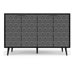 Dressoir Opbergkast Bijzetkast met 4 deuren met uniek gegraveerd patroon en kantelbeveiliging geschikt voor eetkamer woonkamer en slaapkamer 120×35×78 cm zwart