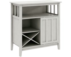 Dressoir, opbergkast, bijzetkast, servieskast met 2 open opbergvakken, 4 wijnflesvakken en 1 deur, modern en eenvoudig design, stevig en duurzaam houten frame, geschikt voor keuken, woonkamer en slaapkamer, 80×40×82 cm, wit.