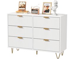 Dressoir - Opbergkast - Halkast - Modern design - 6 laden - Minimalistisch - wit