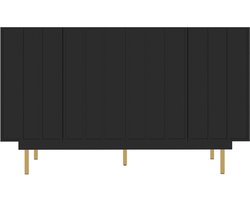 Dressoir opbergkast zijmeubel met 4 deuren industrieel minimalistisch design 140 x 38,5 x 82,5 cm Zwart