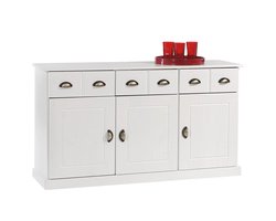 Dressoir PARIS met 3 deuren 3 laden gemaakt van massief wit gelakt grenenhout