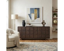 Dressoir Porto - Donkerbruin Mangohout met Organisch Patroon & Push-to-open
