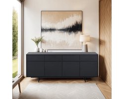 Dressoir Rechthoek - Zwart Eikenhout - 4-Deurs - Tokyo - Giga Meubel