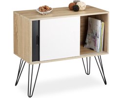 dressoir retro - met deuren - 70 x 80 x 40 cm - hout - metaal - zwart-wit