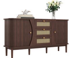 Dressoir, rotankast met laden, ladekast met schuifdeuren