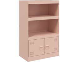 Dressoir roze, 67 x 39 x 107 cm, van koudgewalst staal, met 2 handgrepen en veel opbergruimte voor tijdschriften, boeken en kantoorbenodigdheden, onderhoudsvriendelijk door vochtige doek