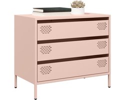 Dressoir, roze, halkast voor slaapkamer en woonkamer, 68 x 39 x 58,5 cm, koudgewalst staal