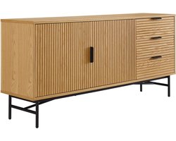 Dressoir Ruben Eiken - MDF - Breedte 160 cm - Hoogte 75 cm - Diepte 40 cm - Met lades - Met planken - Met openslaande deuren
