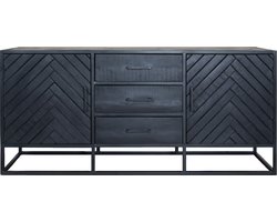 Dressoir Rune Visgraat - Zwart Mangohout - 170 cm - Industrieel