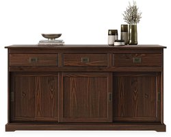 Dressoir SAVONA Dressoir ladekast grenen ladekast met 3 deuren en 3 laden, massief hout, kleur walnoot - ambiente