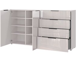 Dressoir Siena Kasjmier - Breedte 184 cm - Hoogte 102 cm - Diepte 42 cm - Met lades - Met planken - Met openslaande deuren