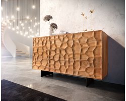 Dressoir Solu acacia natuur 145 cm 2 deuren 3 laden 3D front