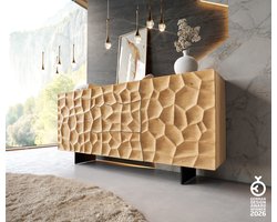 Dressoir Solu natuur eiken 175 cm 2 deuren 3 laden dressoir 3D front