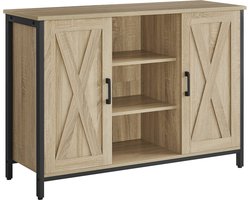 Dressoir - SONOMA - Industriële Stijl, Ideaal voor Slaapkamer, Woonkamer of Kantoor, Kleur: Eiken Sonoma en Zwart, 100 x 35 x 70 cm
