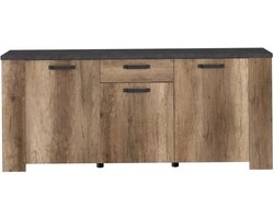 Dressoir - STEIN - Eiken en stoomzwart - 3 deuren - 1 lade - 182 x 40 x 78 cm - PARISOT